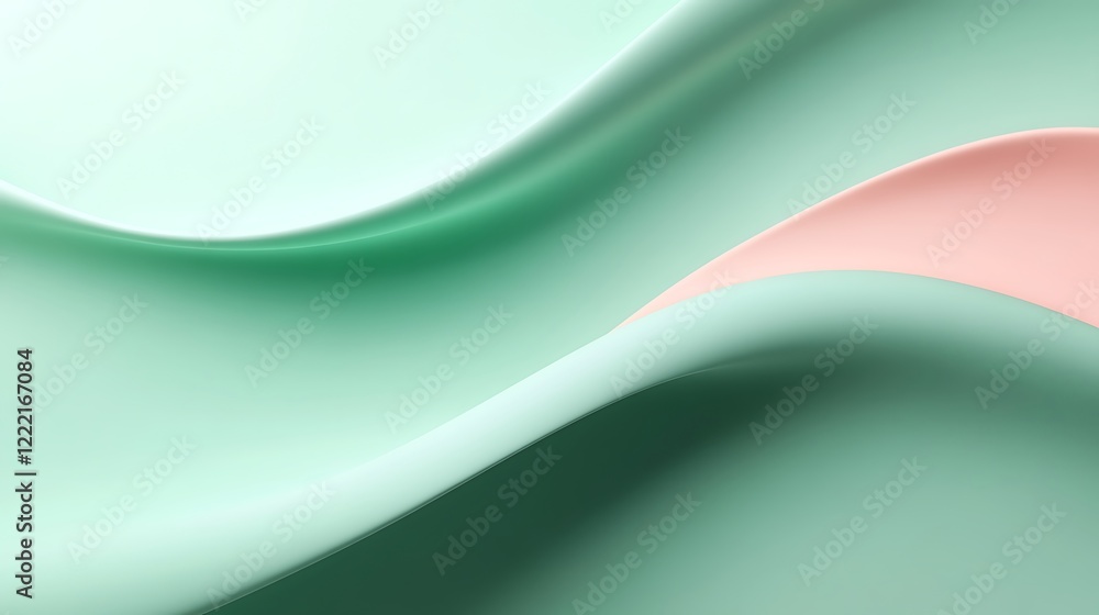 Poster soft waves of green and pink abstract background with smooth curves and flowing patterns for modern 