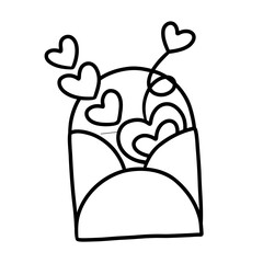 Cute Valentine's Day envelope outline illustration is a simple and charming design, perfect for decorating and filling with feelings of love and longing.