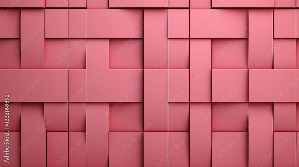 Poster textured red woven pattern background with 3d blocks for design and artistic applications