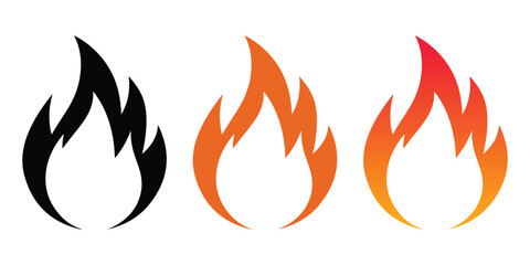 Fire flame icon set vector