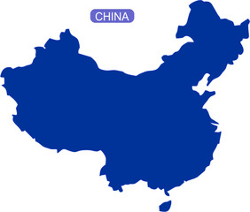 Map of China outline in solid color