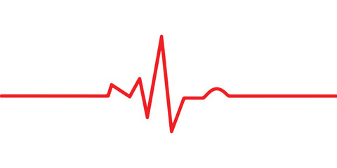 Red heartbeat line icon. Pulse trace, ECG or EKG Cardio graph symbol for Health, Medical cardiology analysis. Stroke heart diagram, cardiogram. Vector art
