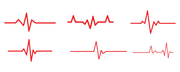 Naklejka premium heart beat cardiogram red line art vector