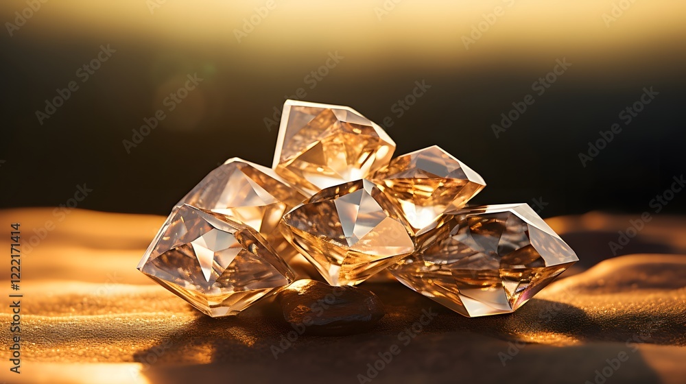 Poster a captivating arrangement of flawlessly polished diamonds their facets glistening and refracting sof