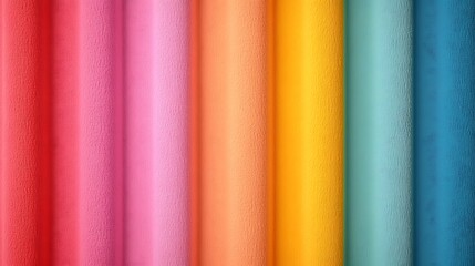 Vibrant Textured Background with Colorful Rolls of Fabric in Shades of Red, Pink, Yellow, and Blue