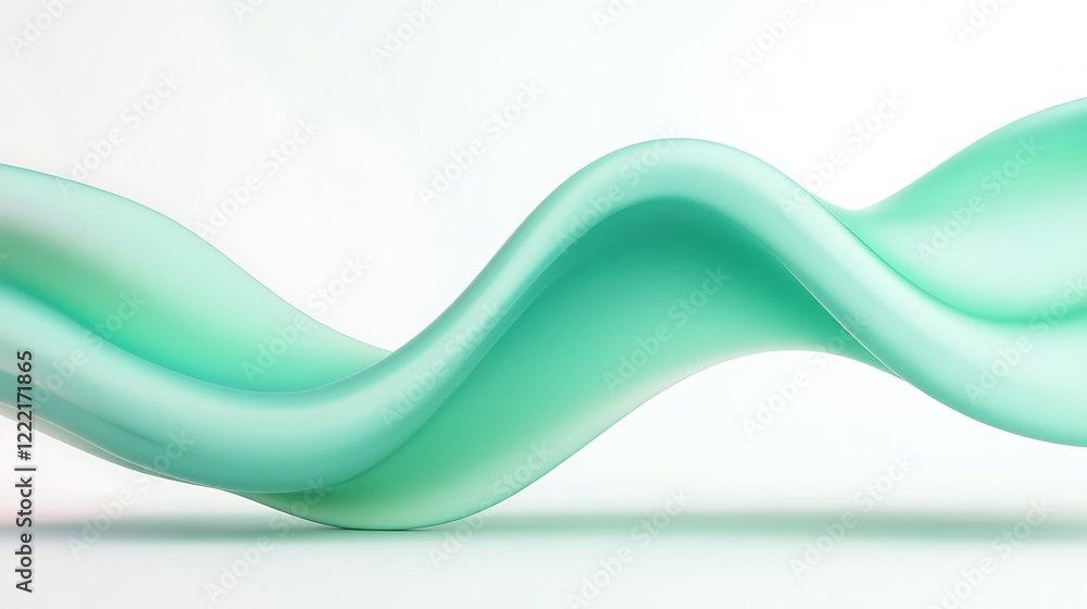 Poster wavy abstract background in soft mint green color with smooth curves and gentle flow for modern desi