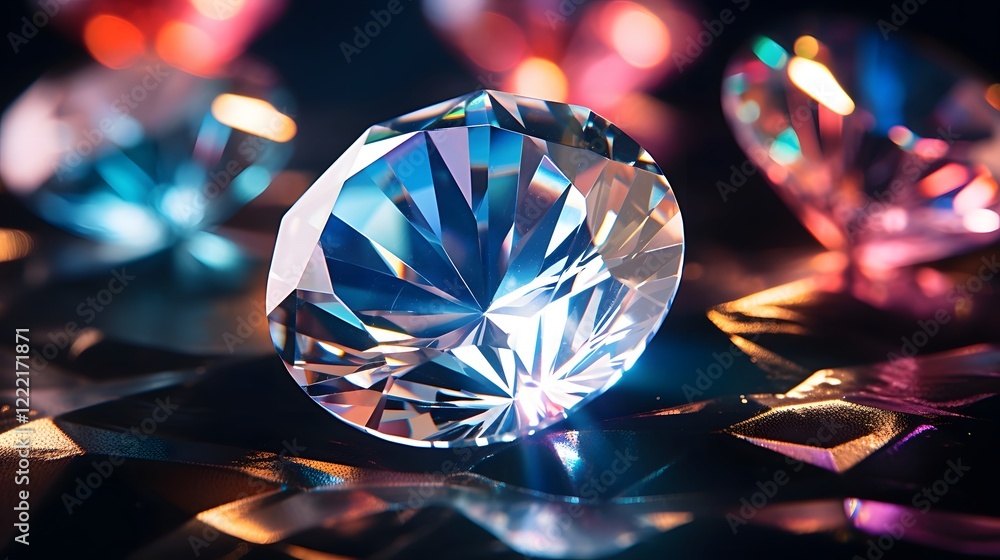 Poster captivating macro shot showcasing the mesmerizing interplay of light as it refracts through the face