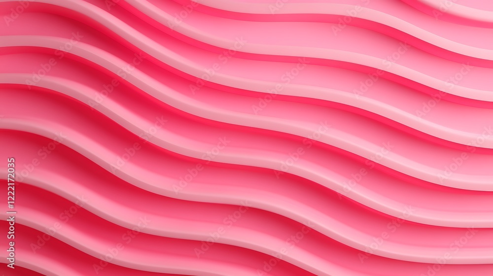 Poster wavy textured surface in soft pink with curved lines and layers for modern design background or deco