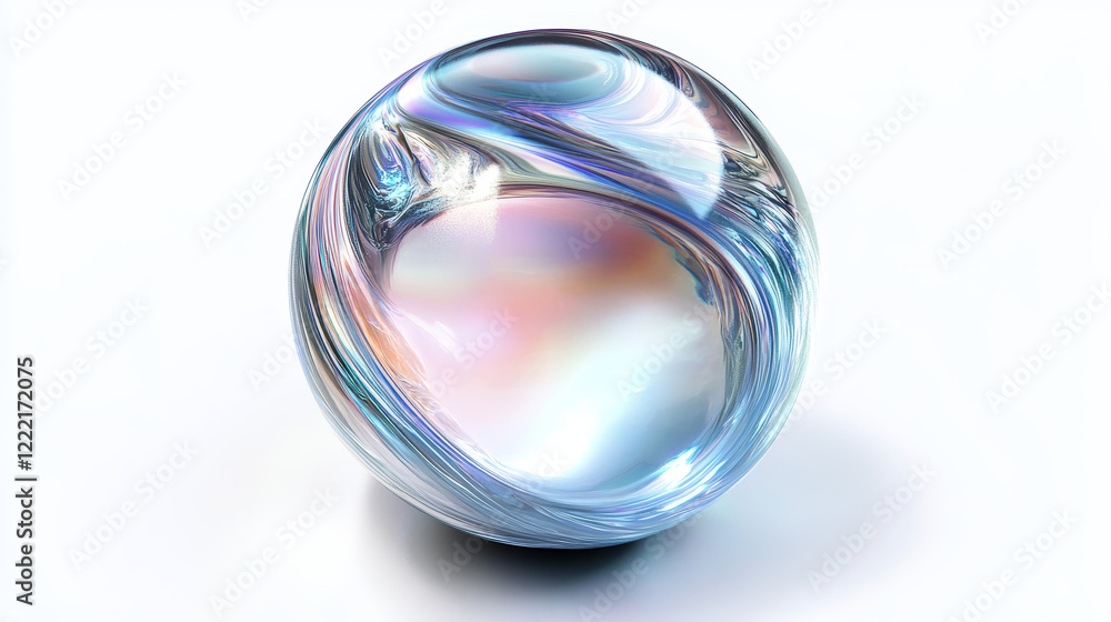 Poster 3d holographic glass morphism abstract liquid bubble shape. futuristic chrome colorful iridescent co