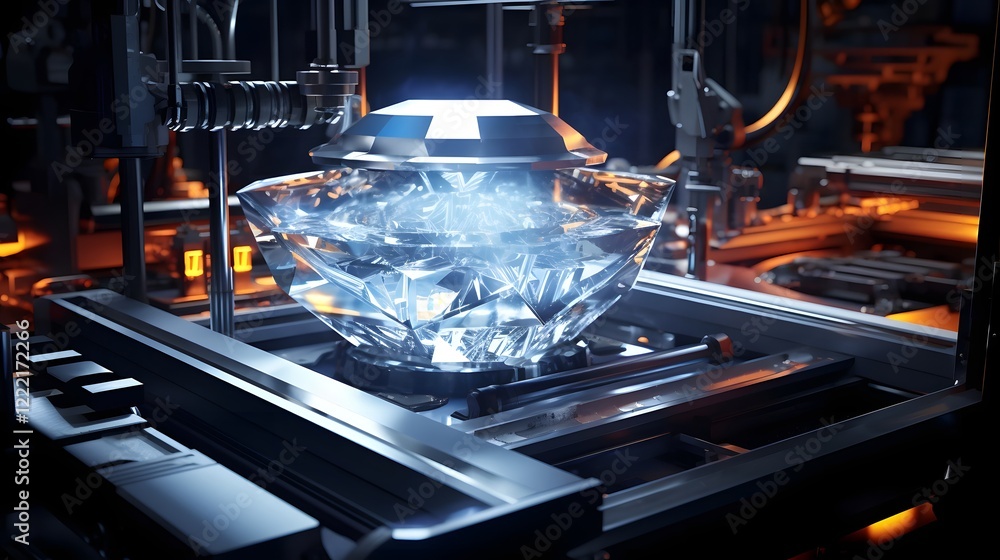 Poster a highly advanced and automated diamond processing machine in refining valuable gemstones with preci