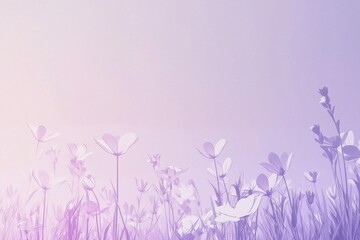 Floral Field Gradient: A field of flowers transitioning from deep purple at the forefront to soft pinks and whites in the background.