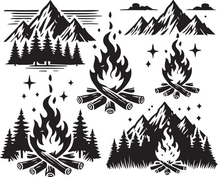 natural view fire camps sat design silhouette victor style.