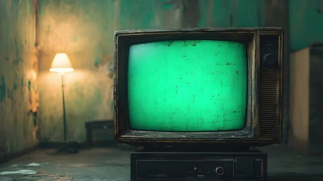 green screen old tv on the wall 