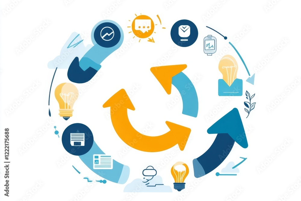 Poster continuous improvement cycle: a visual representation of business workflow and innovation