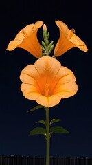 Vibrant Orange Trumpet Flowers Against a Dark Background Showcasing Nature's Beauty and Elegance in a Stunning Floral Portrait