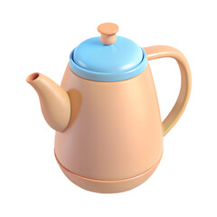 Fototapeta premium Teapot. 3d rendering isolated on white background. Cartoon plastic style icon. Pastel colors