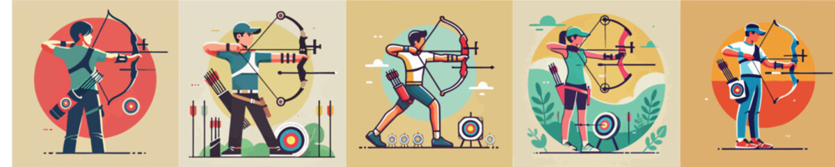 Vector collection of an archery athlete © ngentutgajah