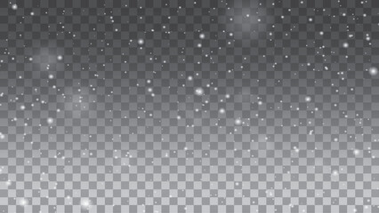 Falling Snow Overlay Background. Snowfall Winter Background. Vector Illustration.