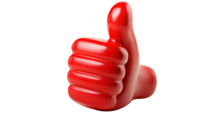 Red happy emoji emoticon , showing thumb up, like gesture on transparent background 