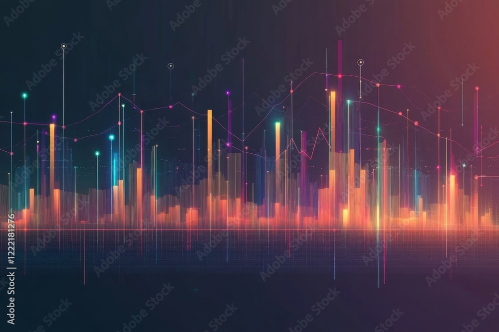 Poster abstract data visualization: dynamic financial market representation