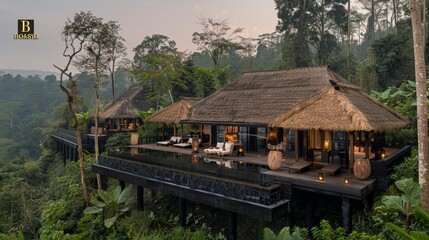 Exquisite villa featuring private pool nestled amidst lush tropical greenery and serenity