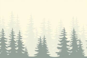 Fototapeta premium Forest Dawn Gradient: A forest scene where the sky transitions from a misty gray at the tree line to a pale, early morning yellow