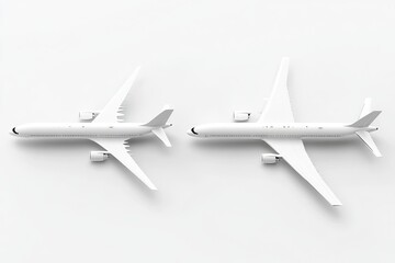 Fototapeta premium 3D Set of White Realistic Airplane Isolated. Render Collection of Passenger or Commercial Jet Icon. Time for Travel Concept. Traveling Booking Agency, Airlines. Holiday Vacation. Vector Illustration