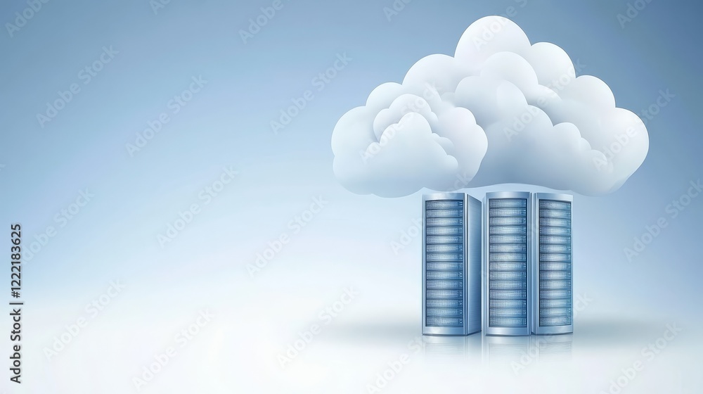 Poster cloud computing concept, illustration of data storage and network technology conceptual