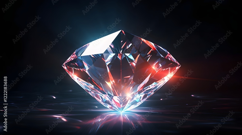 Aufkleber a digital rendering of a diamond with glowing faceted edges that create a mesmerizing and captivatin