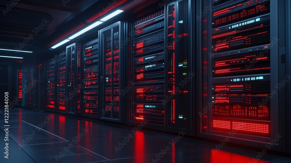 Poster highperformance red servers, powering data centers for reliable computing and storage