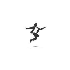 Silhouette of a person jumping with joy, perfect for celebrations or special offers