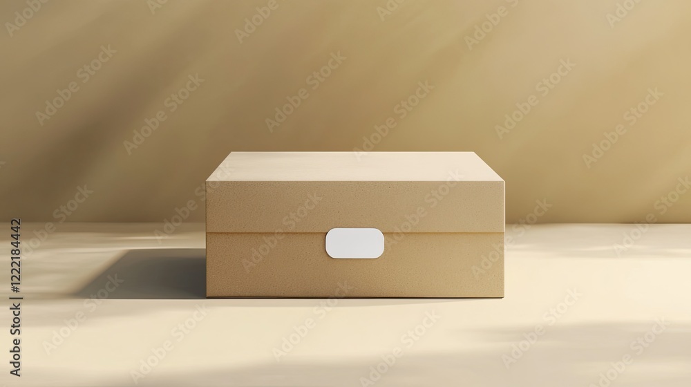 Poster minimalistic design showcases sleek box with subtle white handle