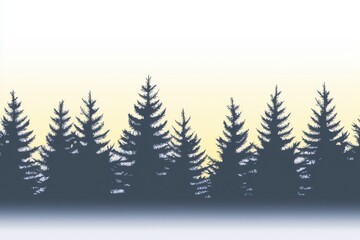 Fototapeta premium Forest Dawn Gradient: A forest scene where the sky transitions from a misty gray at the tree line to a pale, early morning yellow