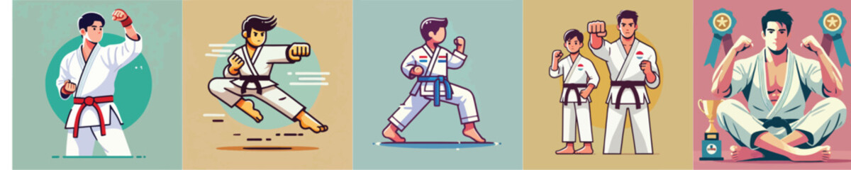 Vector collection of a taekwondo athlete