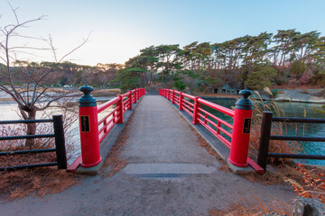 日本三景松島　夕暮れの渡月橋（宮城県宮城郡松島町）