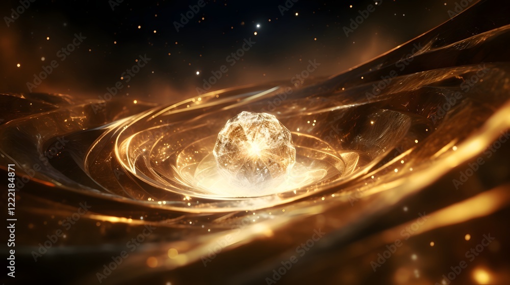 Aufkleber mesmerizing image of a glowing diamond enveloped in swirling golden dust particles creating an encha