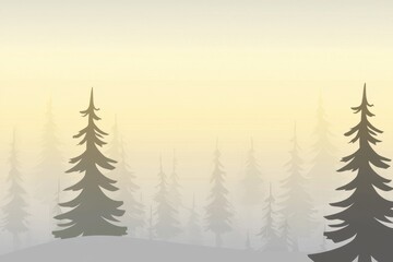 Obraz premium Forest Dawn Gradient: A forest scene where the sky transitions from a misty gray at the tree line to a pale, early morning yellow