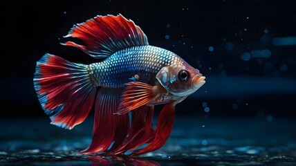Blue colour betta fish in clear water