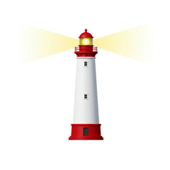 Shining Lighthouse Beacon Guiding Ships at Night Ocean sea red hope guide tower white image design  