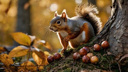 Cute Squirrel in a forest 