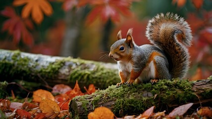 Cute Squirrel in a forest 