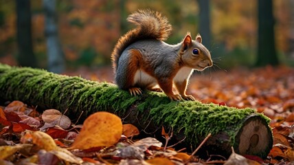 Cute Squirrel in a forest 