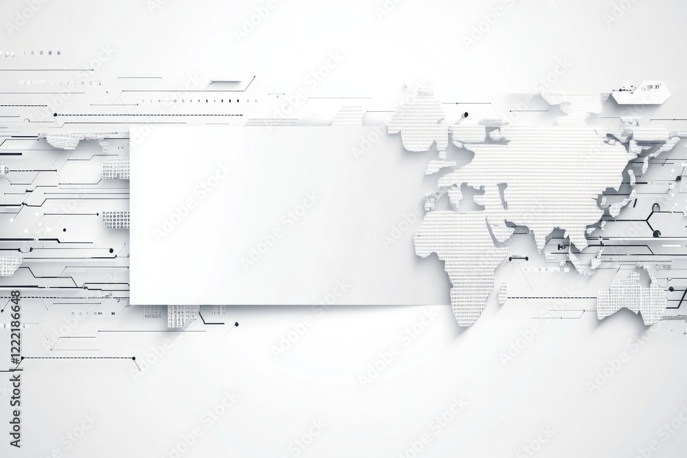 Poster abstract technological world map design with blank space for text or logo