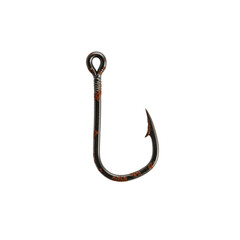 Rusty Metal Fishing Hook Closeup Dark Background Isolated old grey iron black sharp sport image     