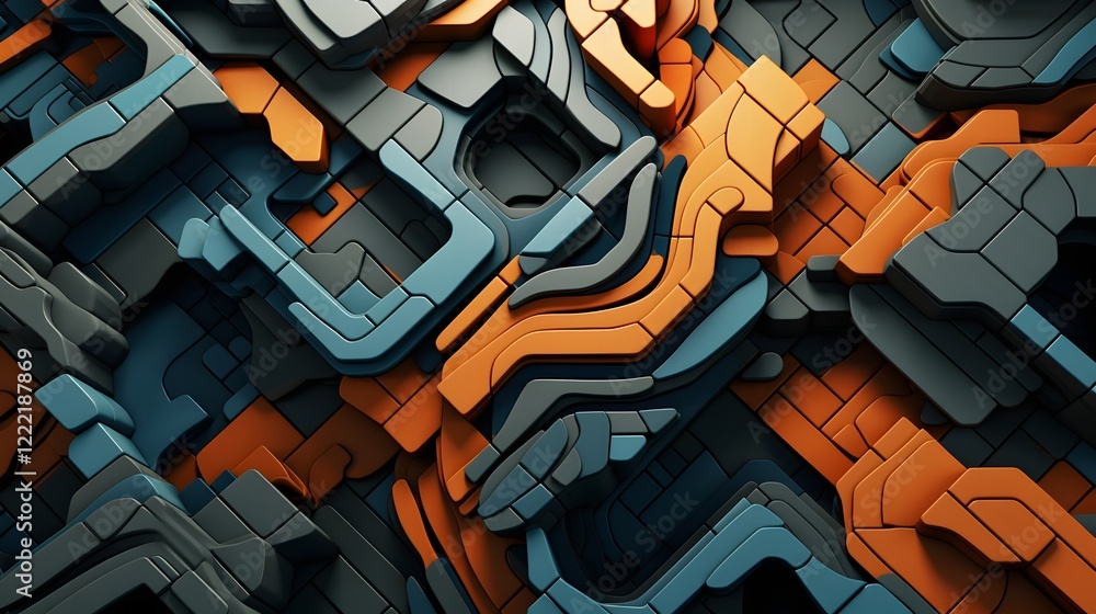 Poster captivating cubist inspired 3d abstract art piece in vibrant colors stunning digital rendering of a 