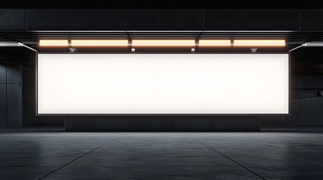 Outdoor street big billboard mockup with white empty screen and lamp light. Realistic vector 3d illustration set of front and angle view on urban blank horizontal commercial lightbox template.
