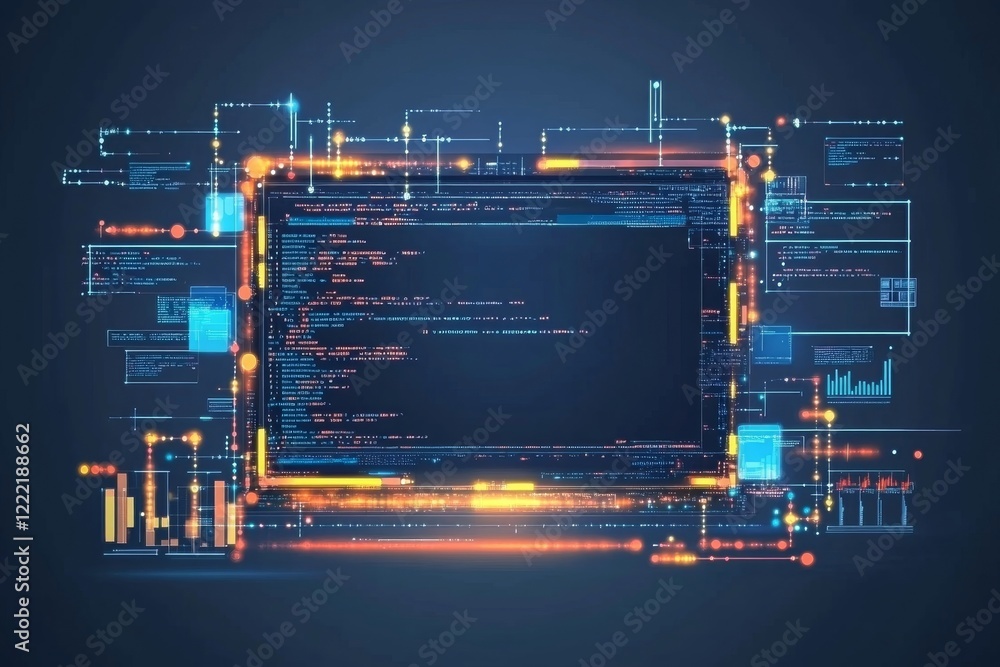 Aufkleber futuristic digital interface: abstract data visualization