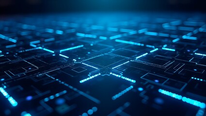 Obraz premium Futuristic digital grid pattern with glowing lines and a dark, tech-inspired background 