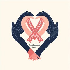 an image of hands gently holding a heart-shaped symbol with a cancer awareness ribbon at the center