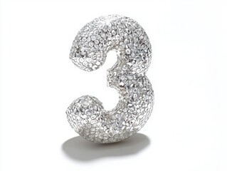 Shiny Decorative Number Three Sculpture for Home or Event Display